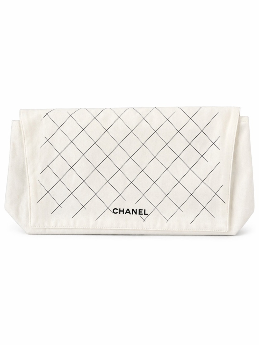 CHANEL Authentic 2026 Dust Bag White & Black Quilted Print - Medium Classic Flap